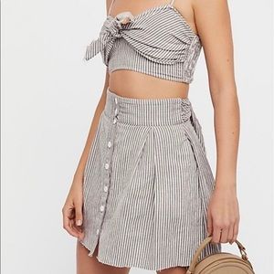 Free People Railroad Twin Ties Mini Skirt